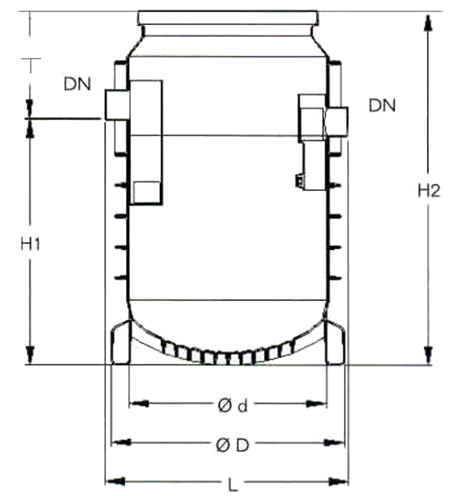 Technische Skizze Fettabscheider Erdeinbau in frostfreier Tiefe